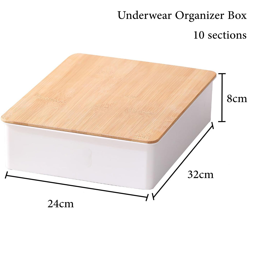 Luxury Box With Bamboo Lid. Socks, Bra & Underwear Organizer