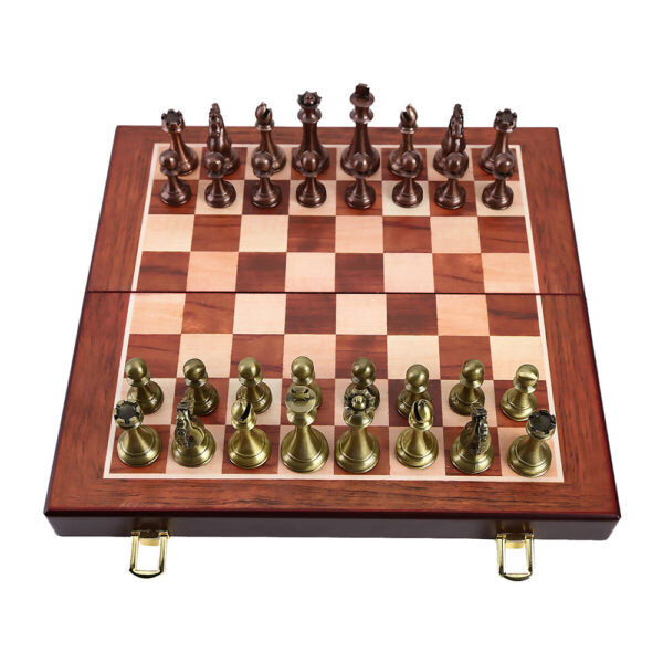 Chess Board Metal Set Vintage