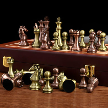 Chess Board Metal Set Vintage