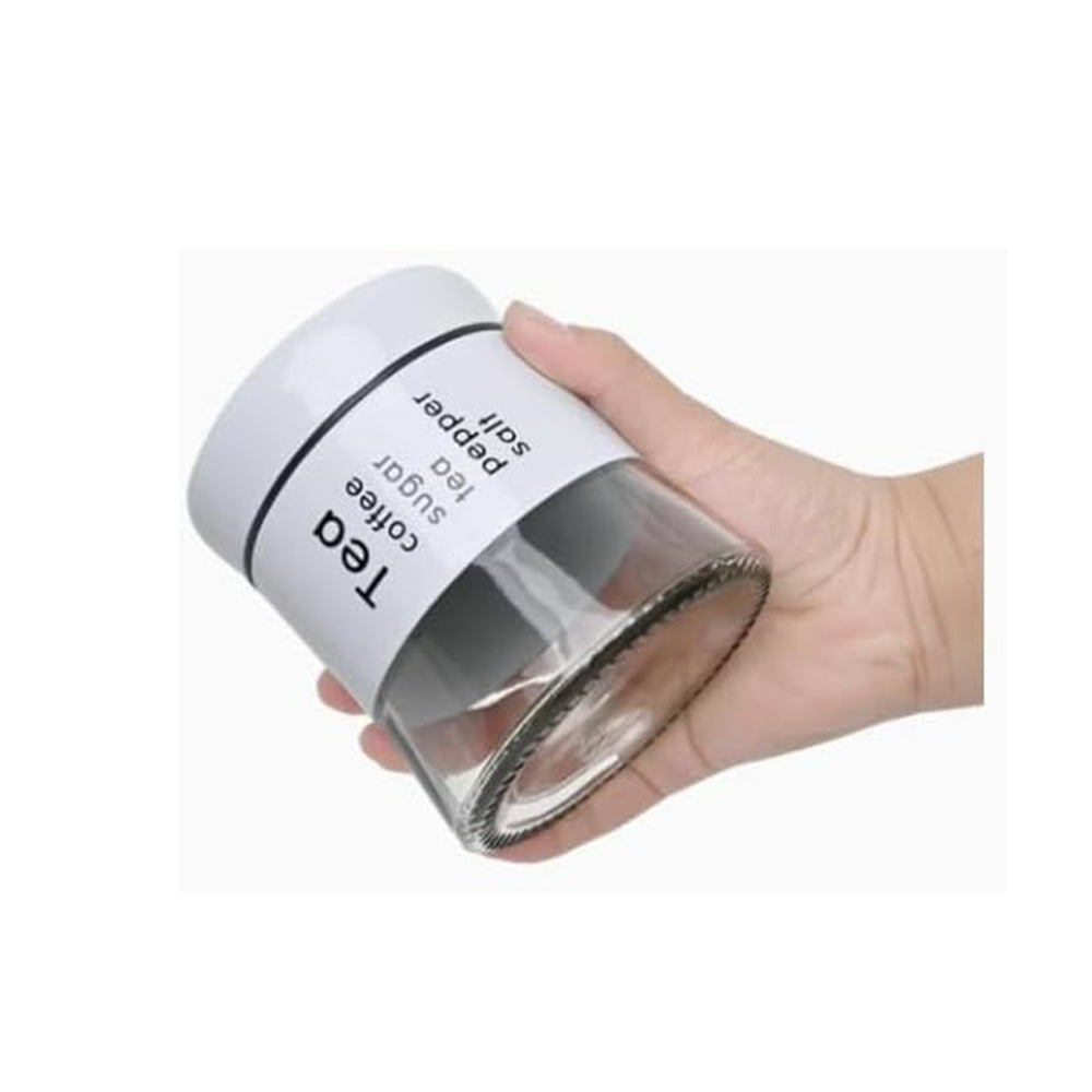 3-Pcs Stainless Steel With Glass Sugar Tea Coffee Canister Set Matte White-390/590/840ml