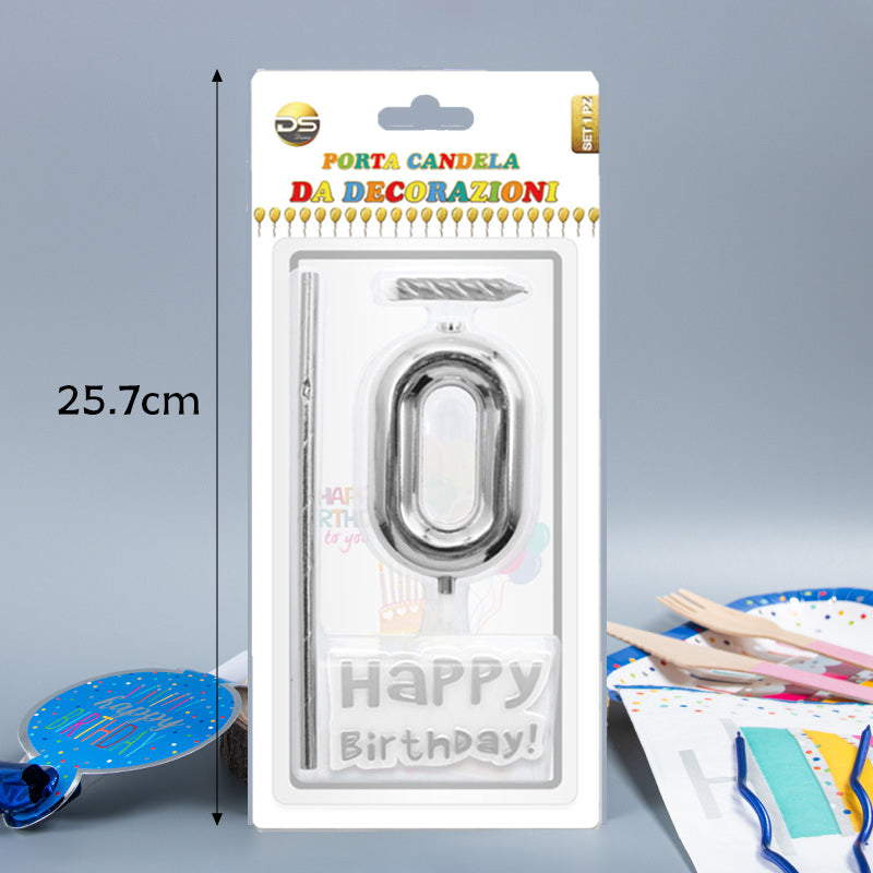 Birthday Cake Number Candles 0-9 – Silver Color