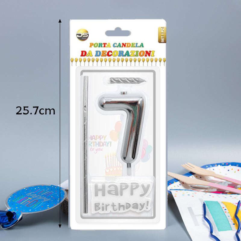 Birthday Cake Number Candles 0-9 – Silver Color