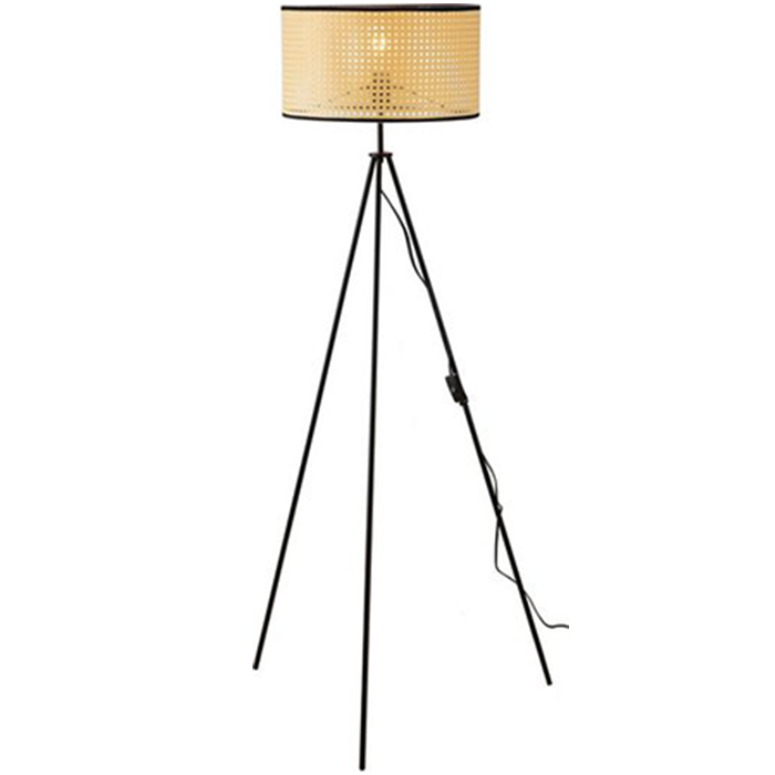 Vintage LU Standing Lamp Tripod Rattan by NINO