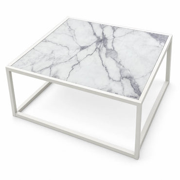 Reality Nevia 2 Square White Glass Marble Table 80 × 80 cm