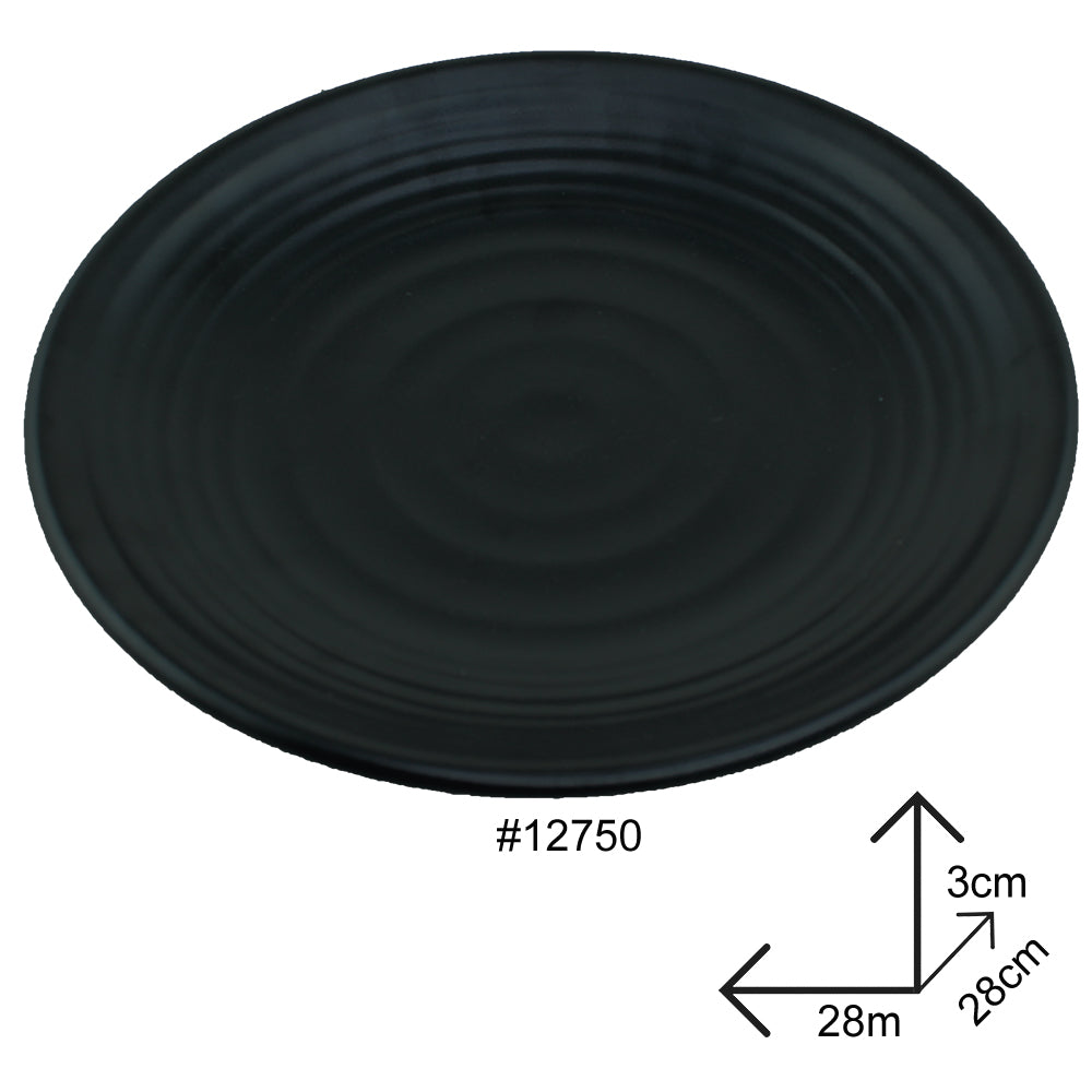 Round Plate Black Melamine Dinnerware