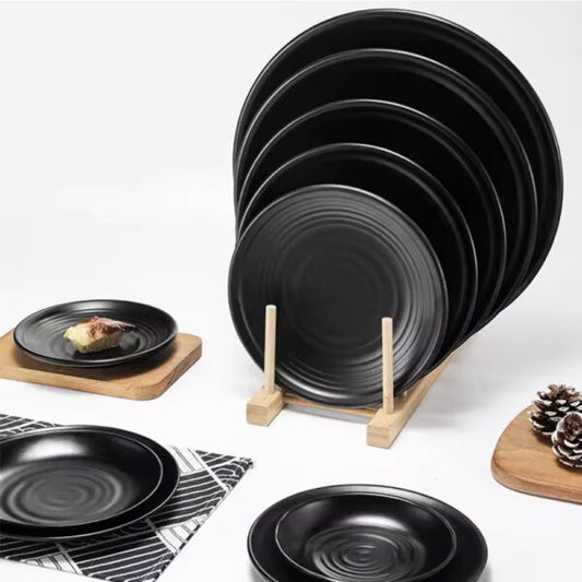 Round Plate Black Melamine Dinnerware