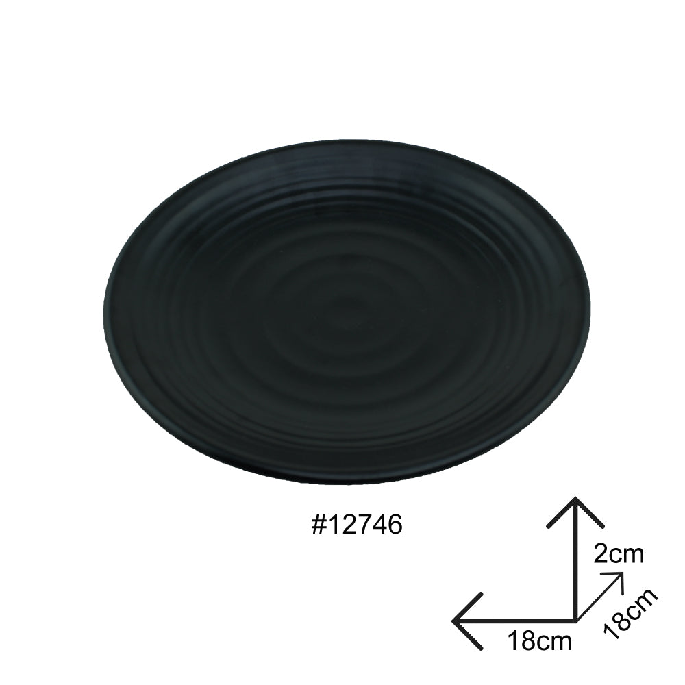 Round Plate Black Melamine Dinnerware