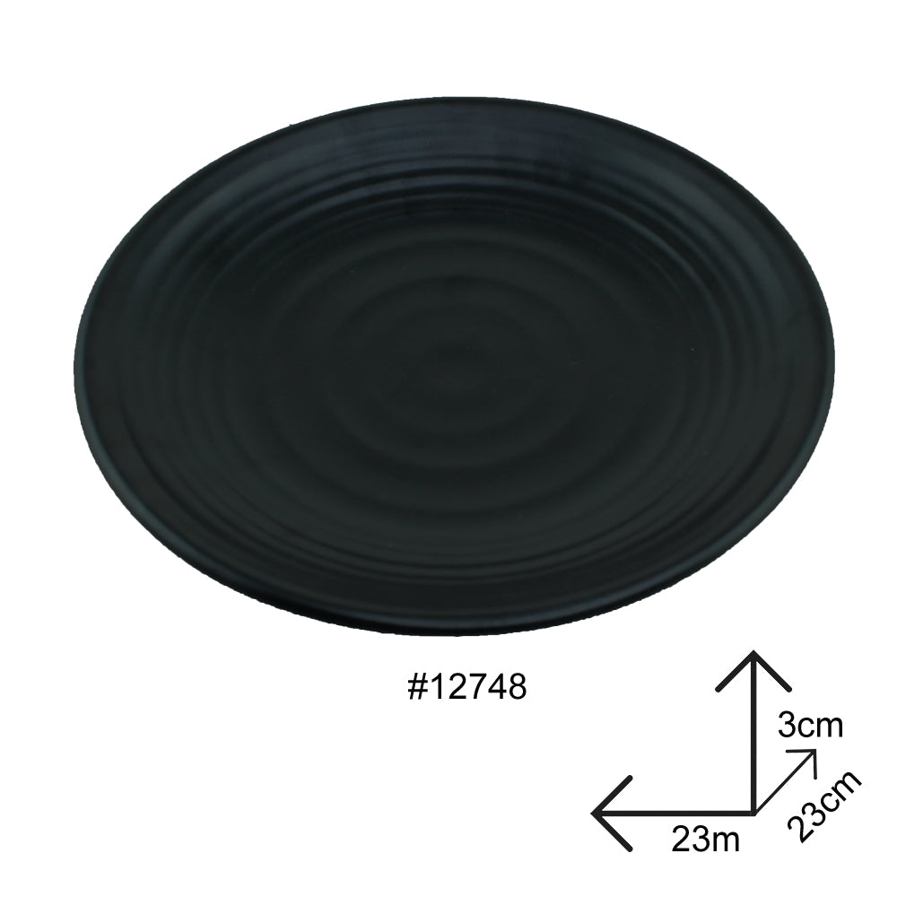 Round Plate Black Melamine Dinnerware