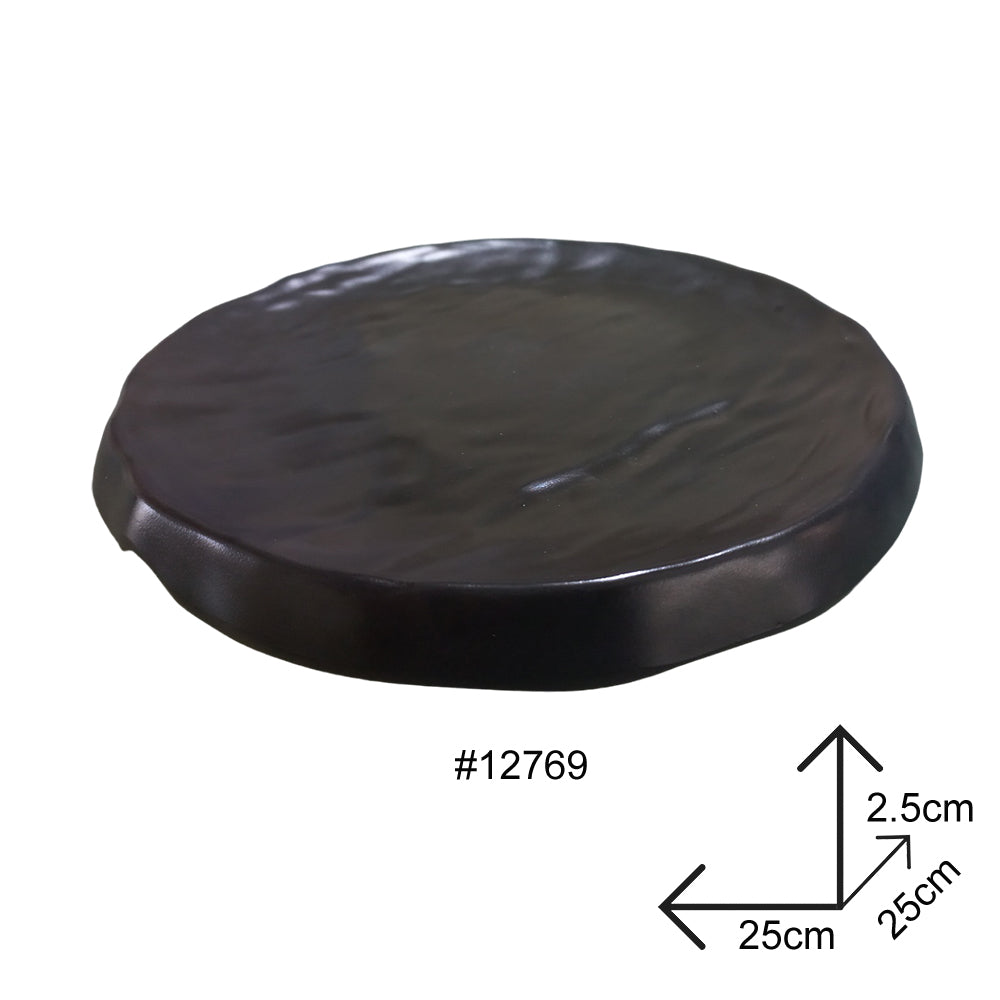 Rock Plate Black Melamine Dinnerware