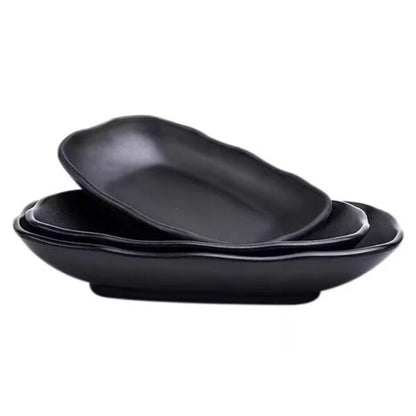 Long Plate Black Melamine Dinnerware