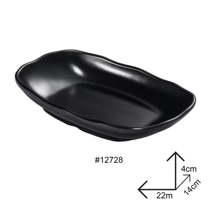 Long Plate Black Melamine Dinnerware