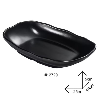 Long Plate Black Melamine Dinnerware