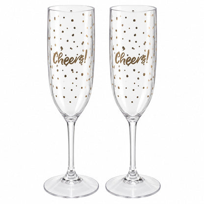 Noël Reusable “Cheers!” Champagne Flutes – Set of 2 – 160 ml