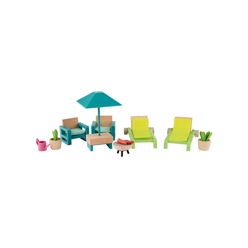 Playtive Doll s House Furniture Garden Furniture Set 15 Pieces