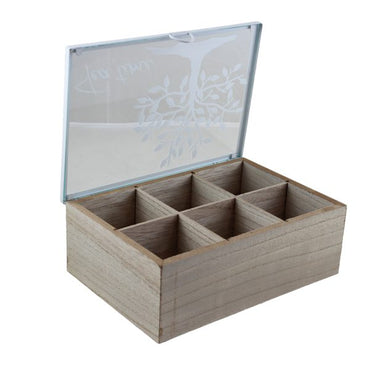 Bamboo 6-Section Tea Box With Glass Lid