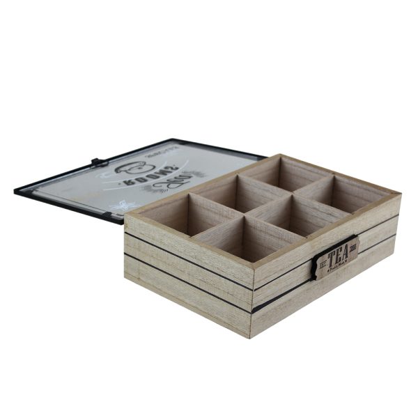 Bamboo 6-Section Tea Box With Glass Lid