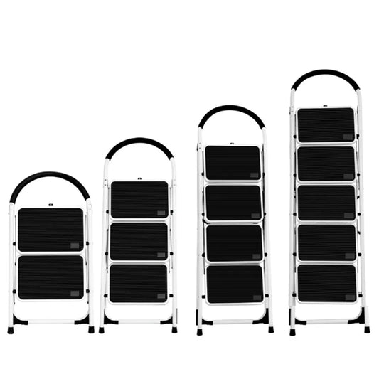 Metal Folding Ladder Handgrip Anti-Slip and Wide Pedal-White