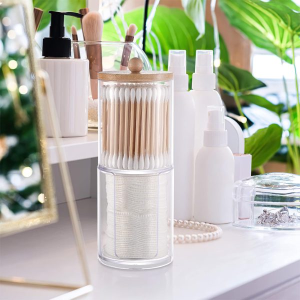 Acrylic Cosmetic Organizer, Cotton Pads Round