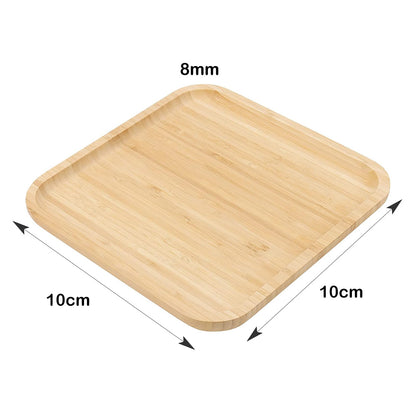 Bamboo Wood Saucer – 6 Pack (10 × 10 cm Square)
