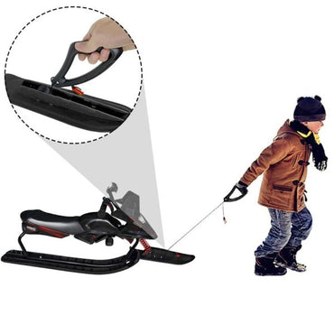 Children’s Sledge with Brake, Steering Wheel and Automatic Pull Rope