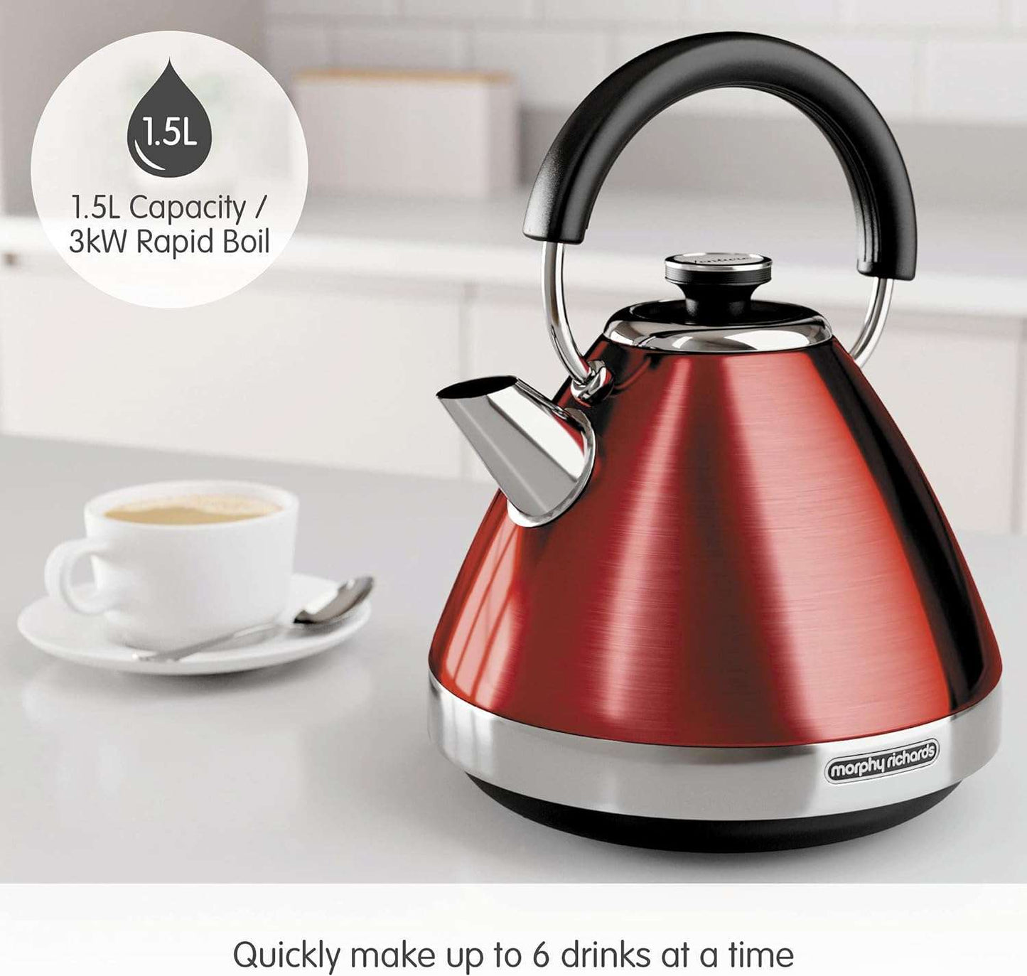 Venture Pyramid Kettle – Brushed Stainless -1.5L by Morphy Richards