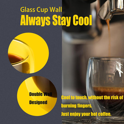 2-Pieces Luxury Double Walled Espresso Coffee Cups – 80ml