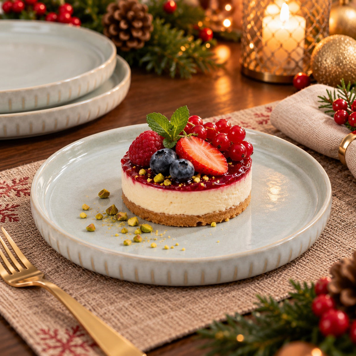 Alpine Lodge Ceramic Serving Plate - Sage Grey - 20 cm set of 2