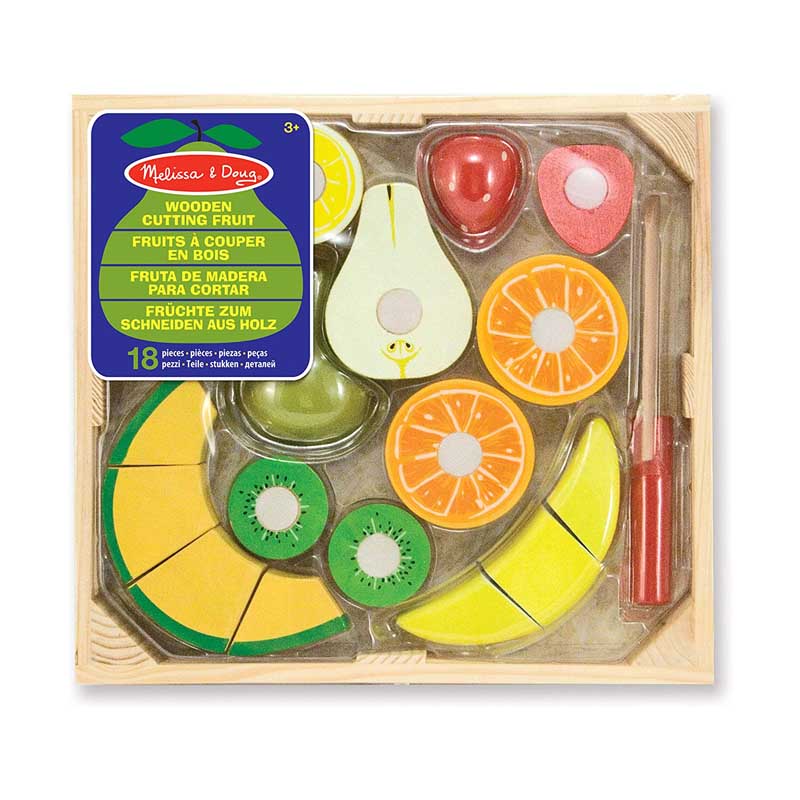 Melissa & Doug Cutting Fruit Set, Wooden Play Food, Attractive Wooden Crate