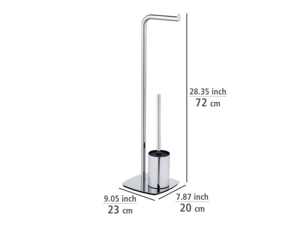 Freestanding toilet set model Iria, chrome, with toilet paper holder and toilet brush By Wenko.de