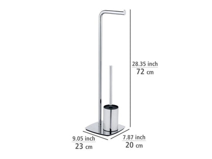 Freestanding toilet set model Iria, chrome, with toilet paper holder and toilet brush By Wenko.de