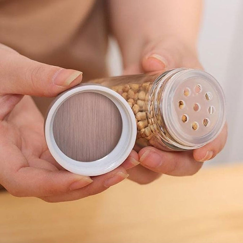 6-Glass Seasoning Jar with Bamboo Stand Holder Set BM-06MH