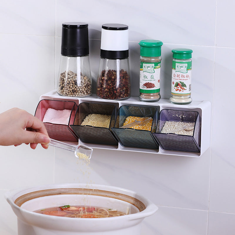 Trace-less Sticker kitchen wall Spices & Herbs Box