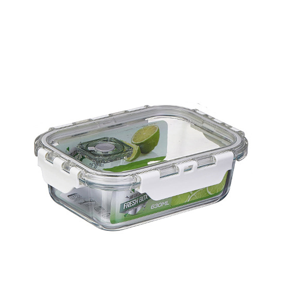 630ml Borosilicate Rectangle Glass Food Storage Container With Microwave, Freezer &amp; Dishwasher Safe NFH-77309
