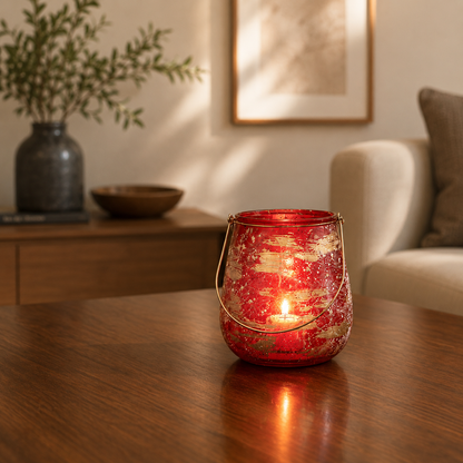 Christmas Glenna Hurricane Light Red Vase