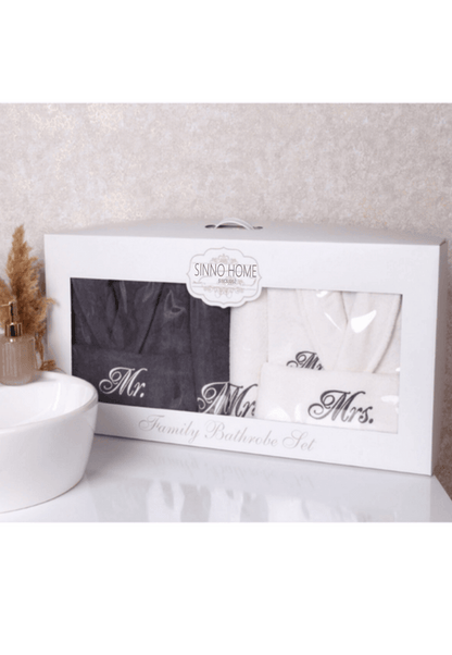 Bathrobe set mr & mrs 8 pcs