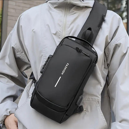 Waterproof Crossbody Bag with USB Charging Port & Lock
