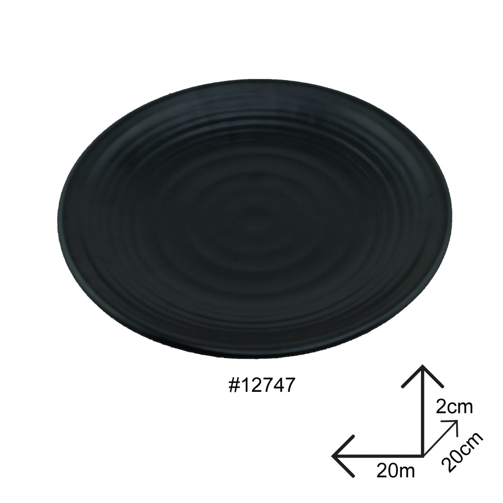 Round Plate Black Melamine Dinnerware