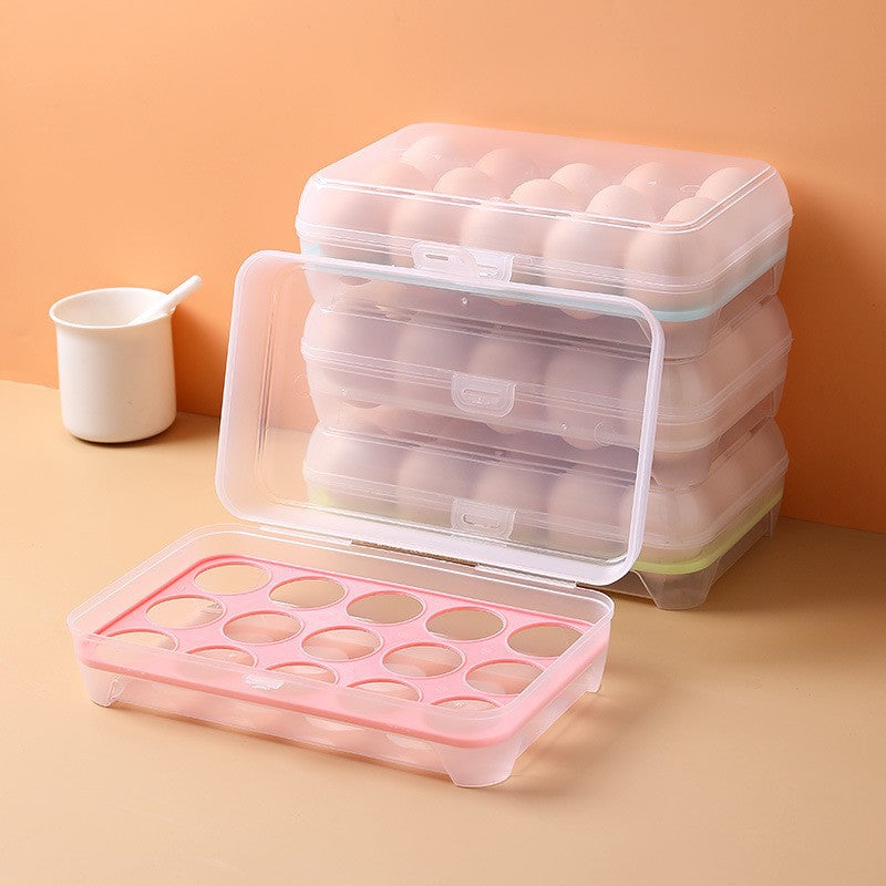 Egg Container for Refrigerator 15-Grid Egg Storage Box
