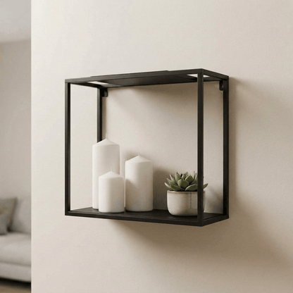 Micasa Modern Black Steel Rectangular Wall Shelf Box