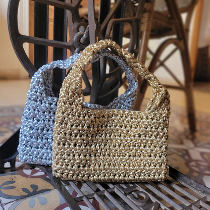 Casual Metallic Crochet Bag