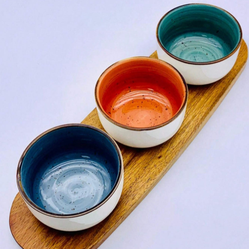 Danny Home Acacia Wood Board With Sauce Bowls