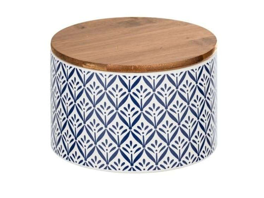 Ceramic box with blue and white Mediterranean ornament pattern by Wenko