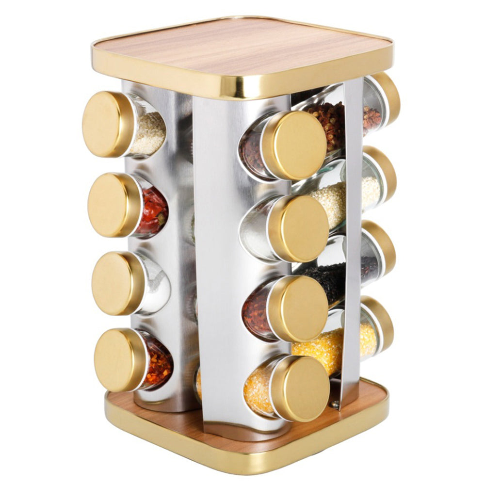 Square JARS Spice Rack Stand Carousel Rotating