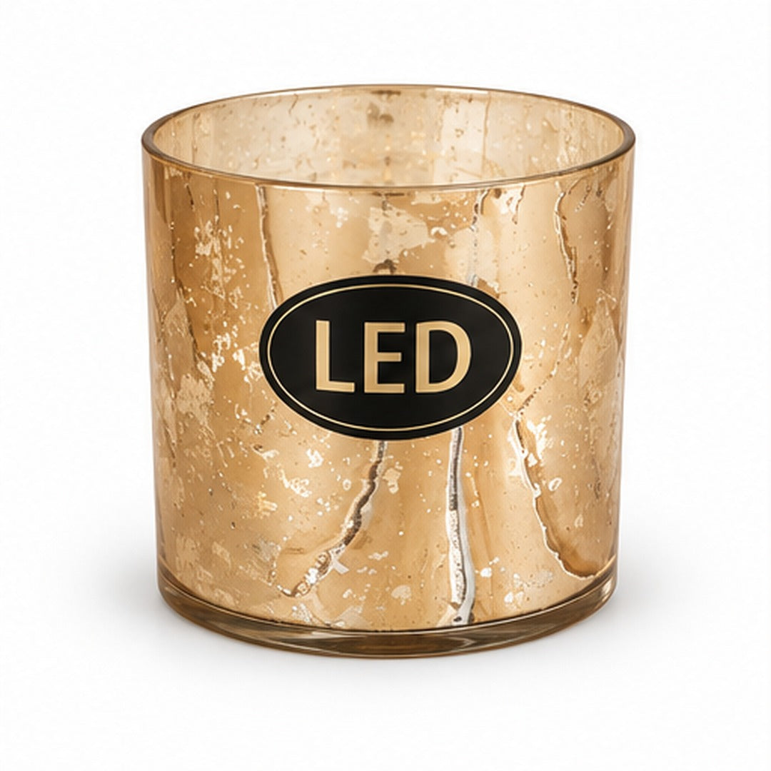 Flameless LED Glass Lantern with Real Wax Candle – Gold & Silver