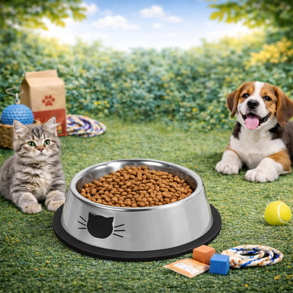 16cm Non-Slip Stainless Steel Cat Bowls MB1022