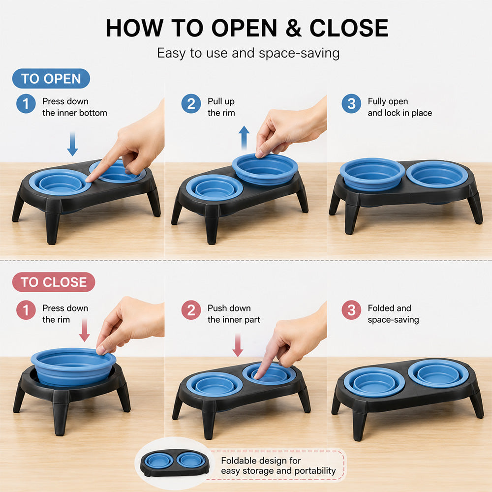Foldable Double Pet Bowl MB1010