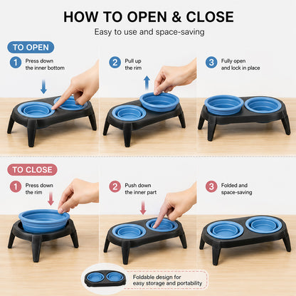 Foldable Double Pet Bowl MB1010