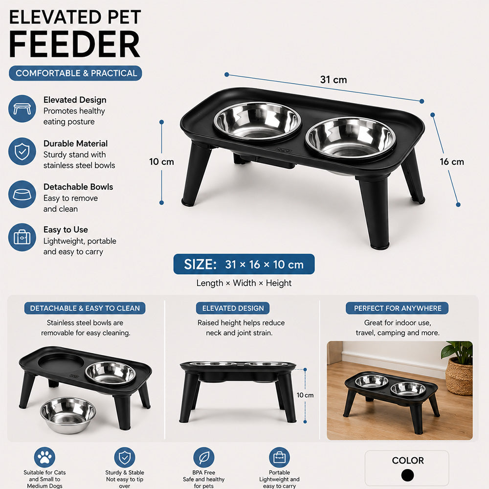 Elevated Pet Bowl Stand MB1111A Black