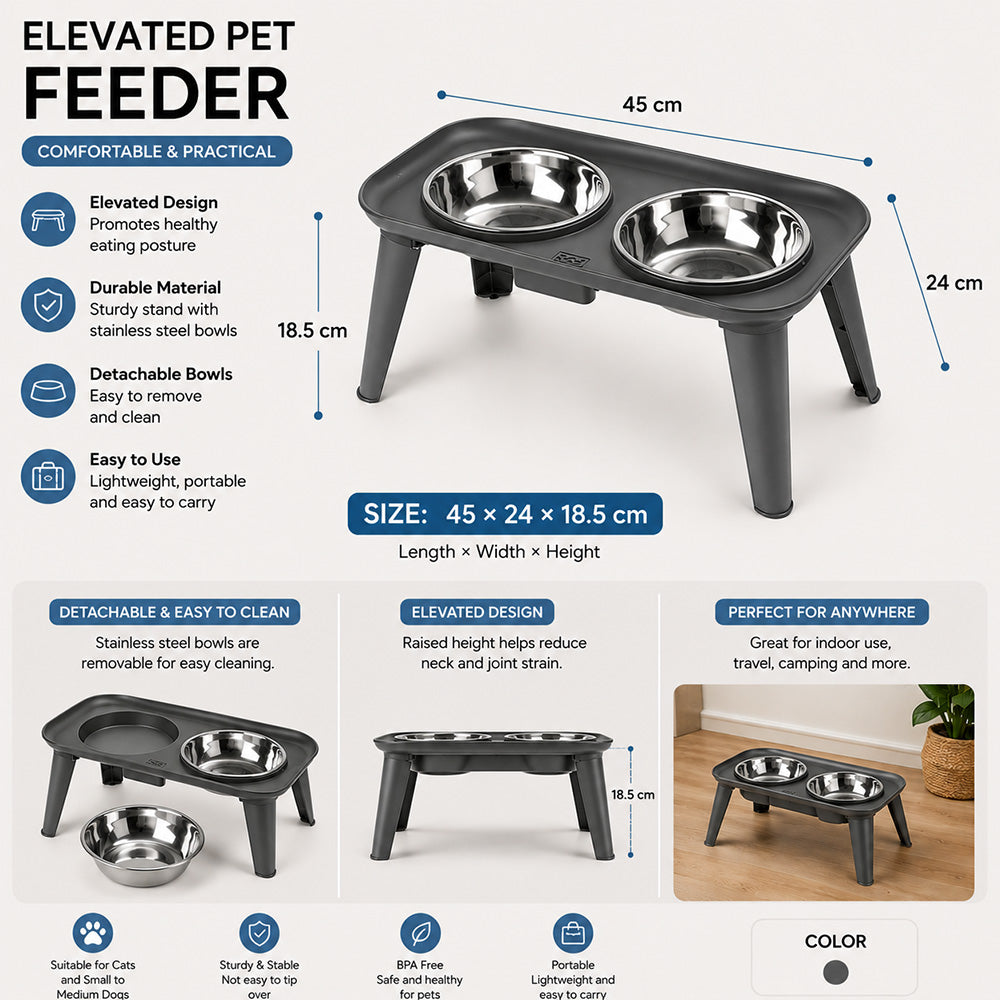 Elevated Pet Bowl Stand MB1111C D.grey