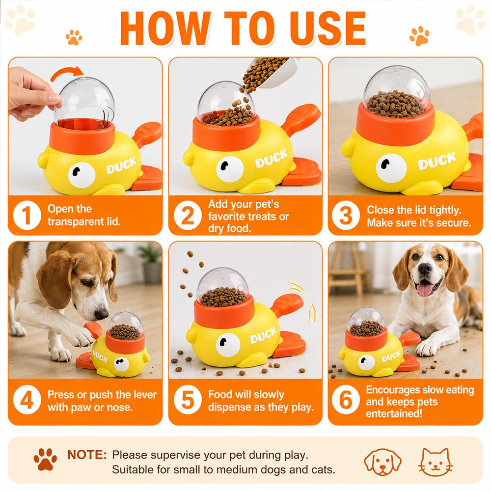 Interactive Duck Slow Feeder Toy for Dogs & Cats MB3110
